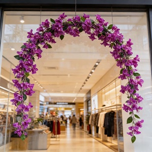 זר פרחי בוגנוויליה מלאכותיים על גבעול בודד ופרחי קשת |   עיצוב חתונה |   סידור אגרטל - Product Image 2