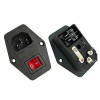 Conector de fuente de alimentación de enchufe de CA de entrada de alimentación macho de 250V CA con interruptor basculante de luz roja y portafusibles para uso Industrial