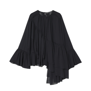 2色展開 長袖 アシンメトリーデザイン クルーネック 無地 フリル カジュアル ファッション トップス ブラウス シャツ レディース - Product Image 2