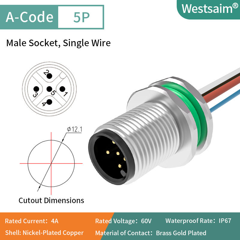 M12-A-5P male M12*1.0