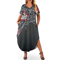 Robe mi-longue ample et respirante pour femme, 100 % polyester, imprimée sur mesure, style sexy et club, grandes tailles, motif Ohia Lehua