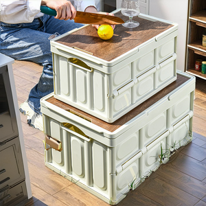 Thân thiện với môi tiêm đúc PP + gỗ lưu trữ hộp hình chữ nhật có thể gập lại nhựa container với quần áo tổ chức xử lý - Product Image 2