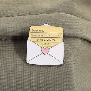अपने आप से प्यार करें पिन प्रोत्साहन पाठ ब्रोच लिफाफे डिजाइन लैपल बैज दोस्तों के लिए गहने उपहार - Product Image 3