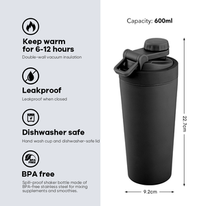 2025 biểu tượng tùy chỉnh độ bền thép không gỉ Shaker chai bụi bẩn bằng chứng cao cấp phòng tập thể dục Protein Shaker với Twist cap - Product Image 3