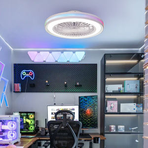 Çağdaş <span class=keywords><strong>LED</strong></span> ışıklı tavan fanı oturma odası ev için plastik gövde ile 220V giriş gerilimi ışıklı tavan fanı - Product Image 3