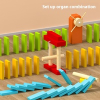 Vente en gros de 1200 pièces personnalisées de blocs de construction dominos en bois jeux de bricolage colorés pour enfants boîte emballée