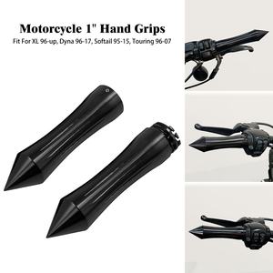 Manopole Moto 1" (25mm) a Punta Cromate/Nere per Manubrio <span class=keywords><strong>Harley</strong></span> Sportster XL Touring FLHX Softail Dyna <span class=keywords><strong>VRSC</strong></span> - Product Image 6