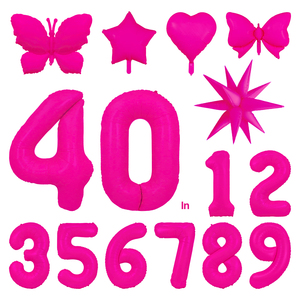 Nouveau Style électrique néon rose coeur étoile feuille ballon fête décoration Starbursts papillon ballon en gros numéro feuille ballon - Product Image 1