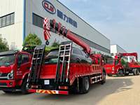 Camion grue à flèche de 5 sections Shacman G500 de 10 tonnes, avec plateau et rampe, directement de l'usine