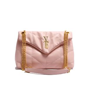 Bolso de hombro cruzado de cadena con patrón de diamantes texturizado de PU con cremallera y correa única acolchada de alta gama, novedad 2026 para mujer, transfronterizo - Product Image 1