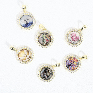 Colgante Amuleto con Diamante CZ, Árbol de la Vida, San Miguel, Mapa de Italia y Paloma, Chapado <span class=keywords><strong>en</strong></span> Oro de 14k, Joyería Hip Hop, Joyería Mexicana - Product Image 2