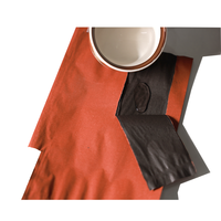 Ecologisch verantwoorde fruitbeschermende zak, drielaags, wasbehandeld papier, non-woven stof, waterdicht, ademend, binnenkant zwart-wit, op maat gemaakt