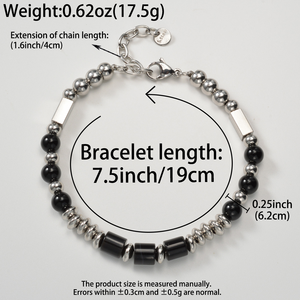 Bracelet unisexe texturé, élégant et tendance, en acier inoxydable incrusté de résine, perles fines de luxe, vente en gros, idéal pour les rassemblements quotidiens - Product Image 2