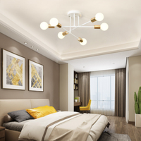 Plafonnier LED Sputnik moderne nordique à 6 lumières, en métal doré, semi-encastré, avec contrôle par capteur, CRI 95, blanc chaud 3500K