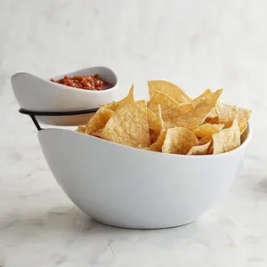 Modern design 12 inch large size salad / chip custom bowls ceramic bowls with logo