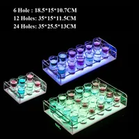 Articles de Bar en Acrylique Créatif LED Présentoir à Verres, Support à Bouteilles de Vin, Porte-Verres à Cocktail, Plateau de Service pour Shots, Porte-Bouteilles
