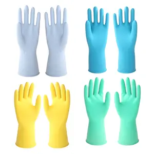 Long Cuff Flocklined Custom Factory Wholesale Washing Dish Type Reusable Latex Household Cleaning Rubber Work Gloves