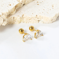 Boucles d'oreilles ZSZL pour femmes en acier inoxydable 6,6*5,8 mm, boules en acier, petites boutons de semis, diamants blancs brillants, accessoires d'oreille