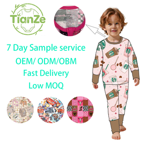 Piyama Bambu Grosir RTS Desain Campuran dengan Karakter Acak yang Dicetak untuk Set Zippy dan Long - Product Image 1