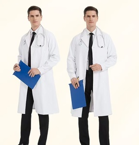 Blouse de laboratoire à manches longues en gros manteau d'isolement de médecin de sexe masculin tissu de coton étudiant femme produit alimentaire infirmière d'usine manteaux blancs - Product Image 4