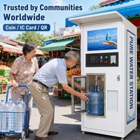 Máquina Expendedora de Agua Purificada por Ósmosis Inversa, Estación de Autoservicio para Exteriores, OEM, 24H, Inteligente, con Monedas, Código QR, IoT, Luz UV para Desinfección Automática