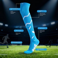 Chaussettes de football hautes avec semelle antidérapante et bordure extra longue pour femmes et hommes adultes