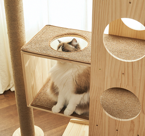 Vendita calda fornitura diretta della fabbrica OEM ODM di lusso moderno eco-friendly regolabile multifunzionale torre di gatto in legno gatto albero mobili - Product Image 4