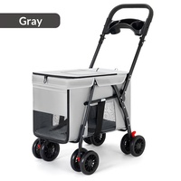 Carrito de Paseo Plegable para Mascotas, de Lujo, Multifuncional, Resistente a la Intemperie, con Marco Metálico y Malla Transpirable, Capacidad de 20 kg, para Viajes al Aire Libre