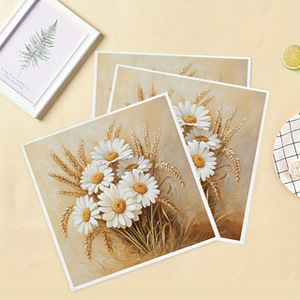 Floral Theme Printed Paper Napkins 250mmx250mm Disposable For Themed Party - Product Image 4