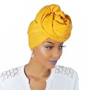 HZO-18197 Mềm Căng Tua Đầu Bọc Cho Phụ Nữ Thời Trang Voile Rắn Dài Tóc Khăn Headband