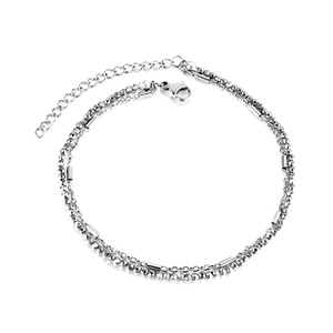 Chaînes de cheville tendance en acier inoxydable, motif flocon de neige, double couche, bijoux de plage pour femme, ornements de pied au design géométrique AN10910BG - Product Image 5