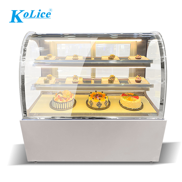 Kolice Three Layers Cake Display Cabinet with Fan Cooling Double-Temperature Curved Glass Bakery Unit