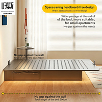 Lit moderne sans tête de lit en fer forgé avec grand espace de rangement, lit suspendu avec cadre en acier au carbone, idéal pour les petits appartements.