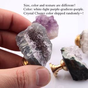 Unique <strong>Door</strong> Natural Quartz Cluster Stone Cabinet Drawer Brass Drawer Pulls Handles Crystal Handle <strong>Knobs</strong> Furniture <strong>Door</strong> Handle - Product Image 2