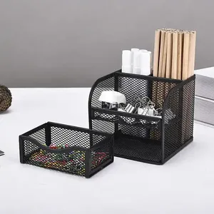 Mesh <b>Marker</b> Holder 4 Divided Compartments Office Makeup Brushes Holder Stationery Storage Home Office Supplies <b>Pen</b> Organizer - Product Image 2
