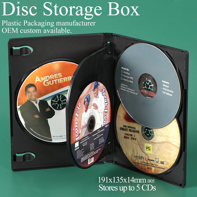 SUNSHING Manufacturer Plastic Disc Storage Box CD Movie Game Case Double CD DVD Case Black Disc DVD Cases with Flip Trays