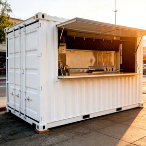Outdoor Container Catering Stainless <b>Towable</b> Multifunctional Food Truck Restaurant Cart Mobile Bar Unit for Office Building - Product Image 1