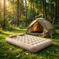 Matelas Gonflable Floqué Extra Large Double, Léger et Portable pour le Camping en Plein Air