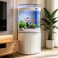 Aquarium semi-circulaire en verre ultra-clair, petit aquarium écosystème sans changement d'eau pour meuble TV