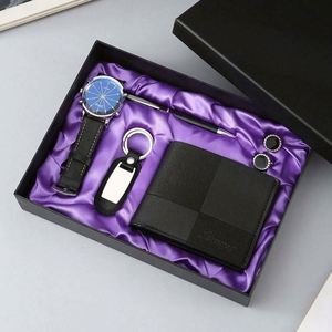 Ensemble de parfum, montre en acier inoxydable marron pour homme, porte-clés, portefeuille, cadeau de luxe personnalisé imprimé en sérigraphie - Product Image 3