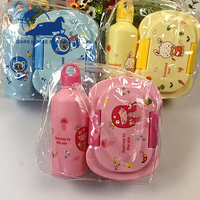 2024 School Kinderen Dubbele Waterflessen Lekvrije Plastic Magnetron Snack Sandwich Voedselcontainer Cartoon Draagbare Bento Lunchbox