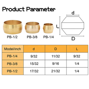 Manchons de compression en laiton de 12 mm, surface polie, raccords de compression en laiton - Product Image 6
