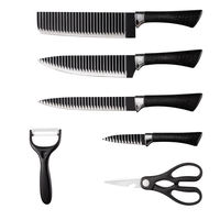 Ensemble de 6 couteaux de cuisine pour gauchers, finition de lame noire, manches en plastique durables antiadhésifs, emballage en boîte cadeau