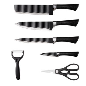 Ensemble <span class=keywords><strong>de</strong></span> 6 couteaux <span class=keywords><strong>de</strong></span> <span class=keywords><strong>cuisine</strong></span> pour gauchers, finition <span class=keywords><strong>de</strong></span> lame noire, manches en plastique durables antiadhésifs, emballage en boîte cadeau - Product Image 5