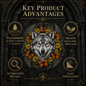 <span class=keywords><strong>Tatuaggio</strong></span> Temporaneo HF Gotico Angelo e Demone, Amanti Abbracciati, Teschio, Rose e Spine, Stile Dark, Pezzo Unico per Eventi Cosplay, Originale - Product Image 3