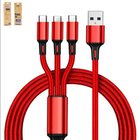 Offre Spéciale pas cher prix 3in1 Multi câble USB universel pour iPhone chargeur rapide câble de charge pour téléphone Android câbles de données en Nylon