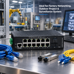 Switch Ethernet industriel géré Gigabit 4/8/16/24 ports RJ45, 2 emplacements SFP, montage sur rail DIN, switch industriel géré L2 via Web - Product Image 3