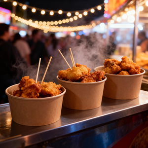 Tazón de ensalada portátil de papel de bambú blanco biodegradable personalizado de alta calidad para envasado de alimentos para llevar - Product Image 4