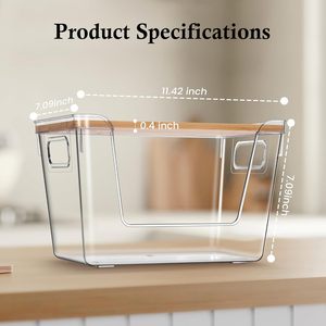 2 Set Stackable Plastic Rectangle <strong>Storage</strong> Bins Baskets Eco-Friendly Kitchen Pantry Organizer for <strong>Vegetable</strong> Produce Snack <strong>Storage</strong> - Product Image 2