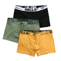 HELLO Slip boxer taille moyenne pour hommes Jeunesse Élastique Lâche Sous-vêtements respectueux de la peau Shorts Tissu tricoté Article chaud